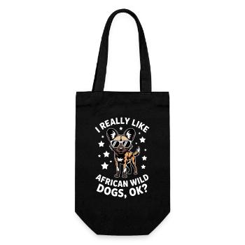 Afrikanischer Wildhund Sprüche Lustiges Geschenk - Geschenkbeutel für Flaschen - Schwarz - Vorne