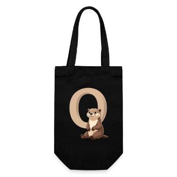 Otter and Big O Design - Gift Bag for Bottles - black - Front