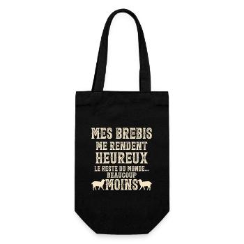 Mes Brebis Me Rendent Heureux Humour Éleveur - Sac à bouteille - noir - Devant