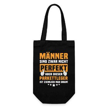 Lustige Parkettleger Sprüche - Geschenkbeutel für Flaschen - Schwarz - Vorne