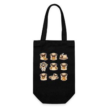 Mops Pizza King Lustiger Pizzaliebhaber - Geschenkbeutel für Flaschen - Schwarz - Vorne