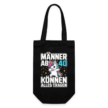 40th Birthday 40s 40th 40th Year Old Unicorn - Gift Bag for Bottles - black - Front