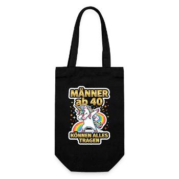 40th Birthday 40s 40th 40th Year Old Unicorn - Gift Bag for Bottles - black - Front