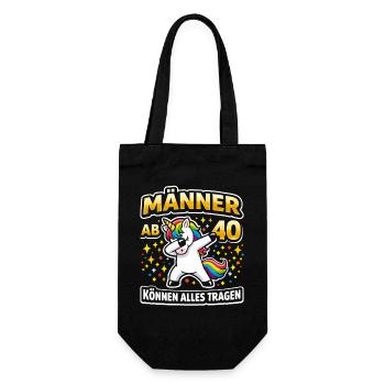 40th Birthday 40s 40th 40th Year Old Unicorn - Gift Bag for Bottles - black - Front