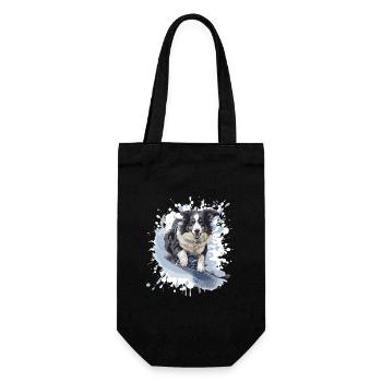 Border Collie Hund Snowboard - Geschenkbeutel für Flaschen - Schwarz - Vorne