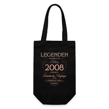 18th Birthday Gift March 2008 Vintage Retro - Gift Bag for Bottles - black - Front
