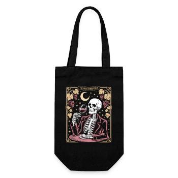 The Wine Whisperer Skeleton Wine Moon Grapes - Gift Bag for Bottles - black - Front