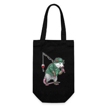 Beutelratte Angler Angelrute Angeln - Geschenkbeutel für Flaschen - Schwarz - Vorne