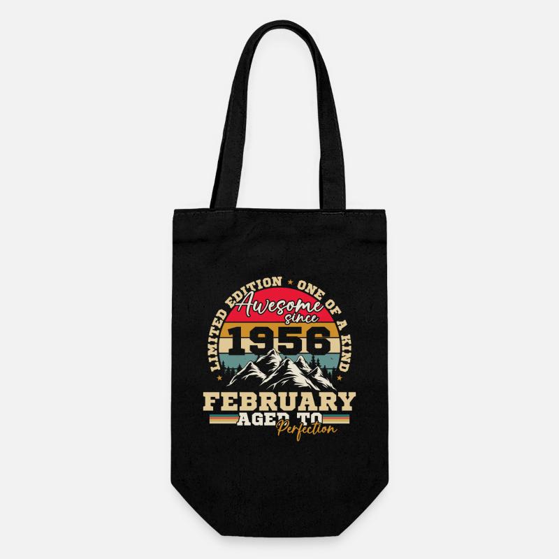 February 1956 Vintage Retro Birthday Gift - Gift Bag for Bottles - black