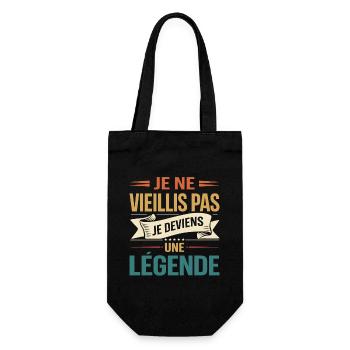 Ich werde nicht alt, ich werde zur Legende, Geschenk - Geschenkbeutel für Flaschen - Schwarz - Vorne