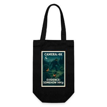 Kamera 4K, Beweis 144p | Bigfoot Meme - Geschenkbeutel für Flaschen - Schwarz - Vorne