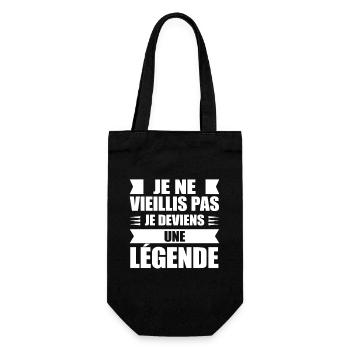 Ich werde nicht alt, ich werde zur Legende, Geschenk - Geschenkbeutel für Flaschen - Schwarz - Vorne