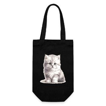Flauschiges Kätzchen Porträt - Geschenkbeutel für Flaschen - Schwarz - Vorne