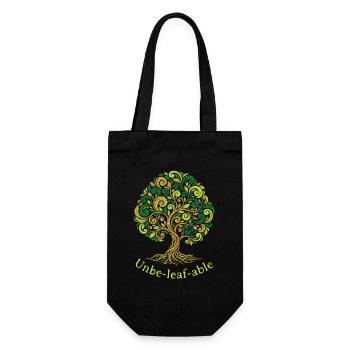 Unbe-leaf-able Baum Wortspiel - Geschenkbeutel für Flaschen - Schwarz - Vorne