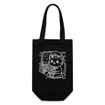 Kawaii Cat Bus Driver - Gift Bag for Bottles - black - Front