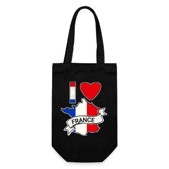 Frankreich - Flagge - Karte - Geschenkbeutel für Flaschen - Schwarz - Vorne