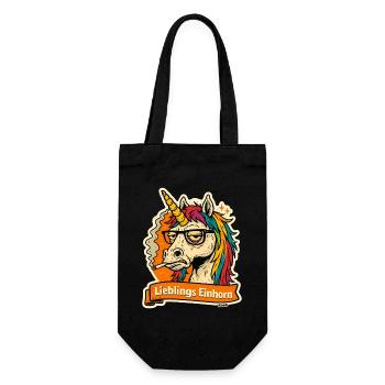 Licorne préférée avec lunettes et crinière arc-en-ciel - Sac à bouteille - noir - Devant