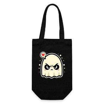 Angry Ghost with Heart Speech Bubble - Gift Bag for Bottles - black - Front