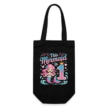 Sirène 1er anniversaire 1 année - Sac à bouteille - noir - Devant