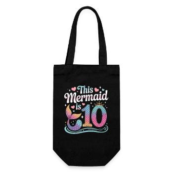 Mermaid 10th Birthday 10 Years - Gift Bag for Bottles - black - Front