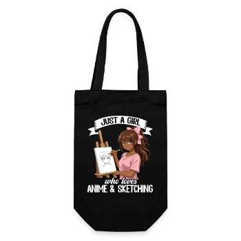 Nur Ein Mädchen, Das Anime Liebt Und Afro Zeichnet - Geschenkbeutel für Flaschen - Schwarz - Vorne
