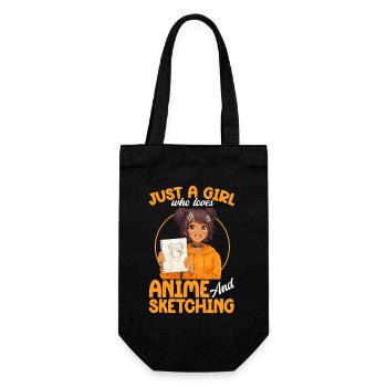 Nur Ein Mädchen, Das Anime Liebt Und Afro Zeichnet - Geschenkbeutel für Flaschen - Schwarz - Vorne
