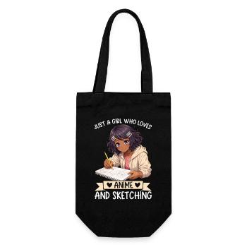 Nur Ein Mädchen, Das Anime Liebt Und Afro Zeichnet - Geschenkbeutel für Flaschen - Schwarz - Vorne