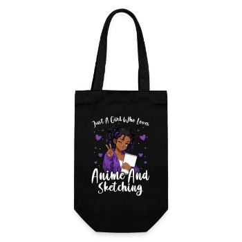 Nur Ein Mädchen, Das Anime Liebt Und Afro Zeichnet - Geschenkbeutel für Flaschen - Schwarz - Vorne