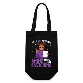Nur Ein Mädchen, Das Anime Liebt Und Afro Zeichnet - Geschenkbeutel für Flaschen - Schwarz - Vorne
