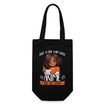 Nur Ein Mädchen, Das Anime Liebt Und Afro Zeichnet - Geschenkbeutel für Flaschen - Schwarz - Vorne