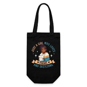 Nur Ein Mädchen, Das Anime Liebt Und Afro Zeichnet - Geschenkbeutel für Flaschen - Schwarz - Vorne
