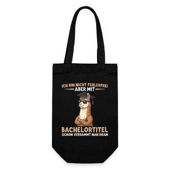 Bachelor Lama mit Doktorhut Bachelortitel - Geschenkbeutel für Flaschen - Schwarz - Vorne