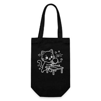 Joueur de tennis de table Kawaii Cat - Sac à bouteille - noir - Devant