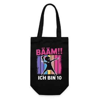 Bääm J’ai 10 ans de fille qui fait le dab, 10e anniversaire - Sac à bouteille - noir - Devant