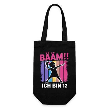 Bääm, j’ai 12 ans, fille qui fait le dab, 12e anniversaire - Sac à bouteille - noir - Devant