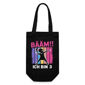 Bääm J’ai 3 ans de fille qui fait le dab, 3e anniversaire - Sac à bouteille - noir - Devant