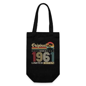 65e anniversaire cadeau Mari Femme Mars 1961 - Sac à bouteille - noir - Devant