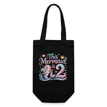 Mermaid 2nd Birthday 2 Years - Gift Bag for Bottles - black - Front