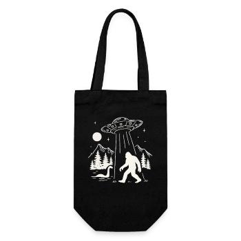 Bigfoot Alien Abduction Sasquatch UFO Spaceship - Gift Bag for Bottles - black - Front