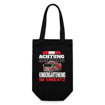 Achtung Kindergarten im Einsatz - Geschenkbeutel für Flaschen - Schwarz - Vorne