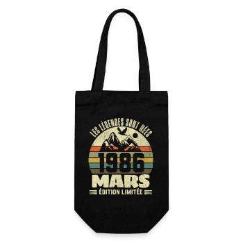 The Legends Were Born in March 1986 40 Years Old - Gift Bag for Bottles - black - Front