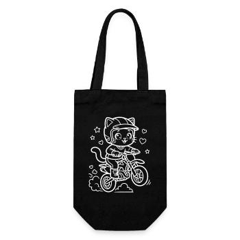 Motocross Kawaii Katze - Geschenkbeutel für Flaschen - Schwarz - Vorne
