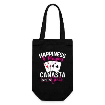 Glück beim Canasta-Spielen mit den Mädchen - Geschenkbeutel für Flaschen - Schwarz - Vorne