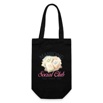 Mahjong Social Club Tile Chat Tea - Gift Bag for Bottles - black - Front