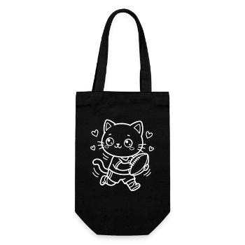 Rugby Kawaii Katze - Geschenkbeutel für Flaschen - Schwarz - Vorne