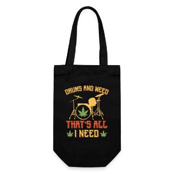 Drums and Weed That's All I Need Art Tee - Geschenkbeutel für Flaschen - Schwarz - Vorne