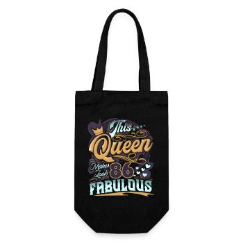 86th Birthday Queen - Gift Bag for Bottles - black - Front