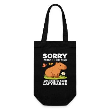 I was thinking of capybaras cute funny animal - Gift Bag for Bottles - black - Front