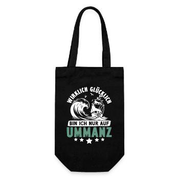 Ostsee Urlaub WIRKLICH GLÜCKLICH BIN ICH NUR AUF - Geschenkbeutel für Flaschen - Schwarz - Vorne
