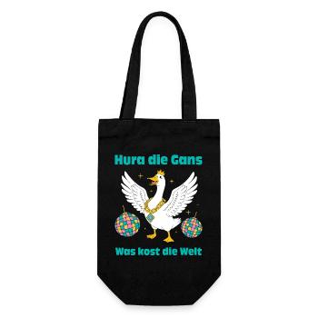 Disco Gans: Hura die Gans, was kost die Welt! - Geschenkbeutel für Flaschen - Schwarz - Vorne